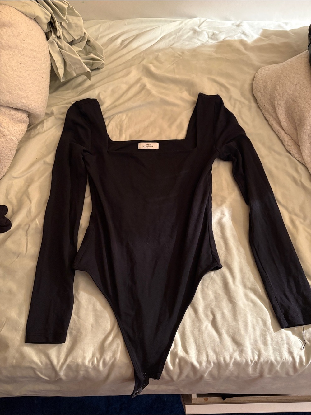 Aritzia Black Long-Sleeve Square Neck Kids Bodysuit